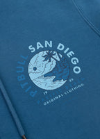 Men's Washed PLANET SURF Hooded Jacket - Blue