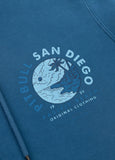 Men's Washed PLANET SURF Hooded Jacket - Blue