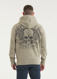Herren Kapuzenpullover Washed BITE ME - Olivgrau