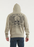 Herren Kapuzenpullover Washed BITE ME - Olivgrau