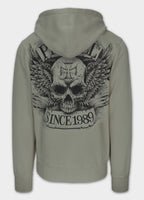 Herren Kapuzenpullover Washed BITE ME - Olivgrau