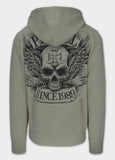 Herren Kapuzenpullover Washed BITE ME - Olivgrau