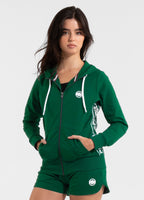 Women's French Terry Hooded Jacket LA DETA - Dark Green