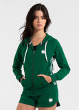 Women's French Terry Hooded Jacket LA DETA - Dark Green