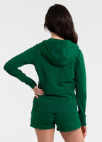 Women's French Terry Hooded Jacket LA DETA - Dark Green