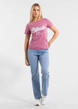 Damen T-Shirt Denim Washed ANGEL LOGO - Rosa