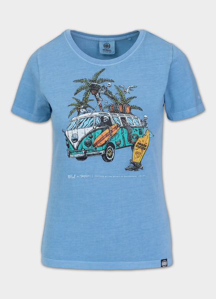 Damen T-Shirt Denim Washed BEACHBREAK - Hellblau