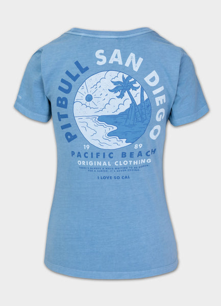 Damen T-Shirt Denim Washed PLANET SURF - Hellblau