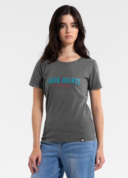 Damen T-Shirt Denim Washed SANTA MUERTE 25 - Graphit