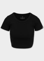 Damen T-Shirt Rib CROPPED - Schwarz