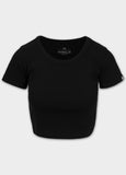 Damen T-Shirt Rib CROPPED - Schwarz