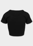 Damen T-Shirt Rib CROPPED - Schwarz