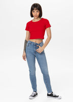 Damen T-Shirt Rib CROPPED - Rot