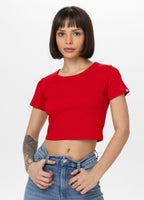 Damen T-Shirt Rib CROPPED - Rot