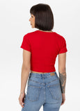 Damen T-Shirt Rib CROPPED - Rot