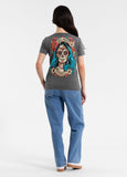 Damen T-Shirt Denim Washed SANTA MUERTE 25 - Graphit