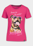 Damen T-Shirt SUNGLASSES DOG - Himbeerrot