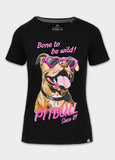 Damen T-Shirt SUNGLASSES DOG - Schwarz