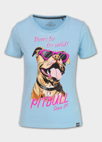 Damen T-Shirt SUNGLASSES DOG - Hellblau