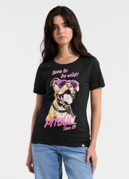 Damen T-Shirt SUNGLASSES DOG - Schwarz