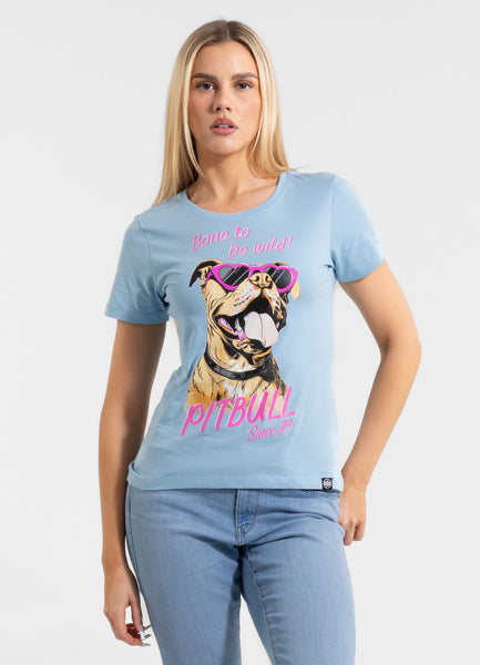 Damen T-Shirt SUNGLASSES DOG - Hellblau