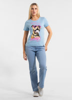 Damen T-Shirt SUNGLASSES DOG - Hellblau