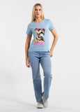Damen T-Shirt SUNGLASSES DOG - Hellblau