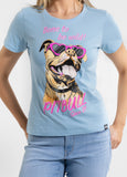 Damen T-Shirt SUNGLASSES DOG - Hellblau