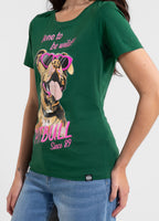 Damen T-Shirt SUNGLASSES DOG - Grün