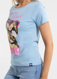 Damen T-Shirt SUNGLASSES DOG - Hellblau