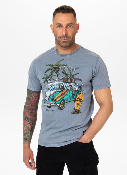 Men's Denim Washed T-Shirt OPEN BEACH - Light Blue