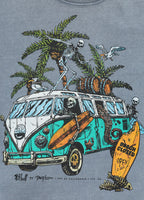 Men's Denim Washed T-Shirt OPEN BEACH - Light Blue