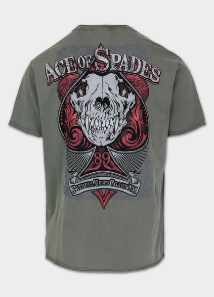 Herren T-Shirt Denim Washed Raw ACE OF SPADES - Grün