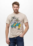 Herren T-Shirt Denim Washed Raw OPEN BEACH - Heller Sand