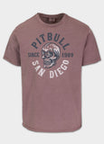 Men's T-Shirt Denim Washed Raw SKULL LOGO - Burgundy