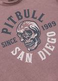 Men's T-Shirt Denim Washed Raw SKULL LOGO - Burgundy