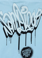 Men's Loose Fit T-Shirt GRAFFITI - Light Blue