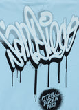 Men's Loose Fit T-Shirt GRAFFITI - Light Blue