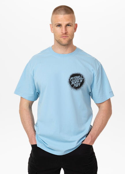 Men's Loose Fit T-Shirt GRAFFITI - Light Blue