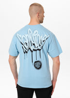 Men's Loose Fit T-Shirt GRAFFITI - Light Blue