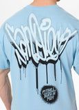 Men's Loose Fit T-Shirt GRAFFITI - Light Blue
