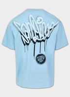 Men's Loose Fit T-Shirt GRAFFITI - Light Blue