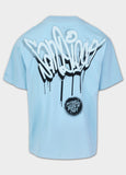 Men's Loose Fit T-Shirt GRAFFITI - Light Blue
