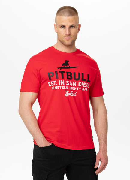 Men's T-shirt SURFING DOG - Fluo Red