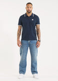 Men's Pique Stripes Regular Polo Shirt - Dark Blue