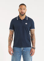 Men's Pique Stripes Regular Polo Shirt - Dark Blue