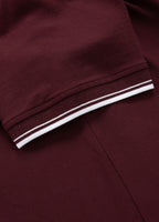 Men's Pique Stripes Regular Polo Shirt - Dark Burgundy