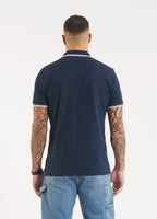 Men's Pique Stripes Regular Polo Shirt - Dark Blue