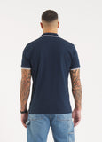 Men's Pique Stripes Regular Polo Shirt - Dark Blue