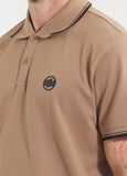 Men's Pique Stripes Regular Polo Shirt - Coyote Brown